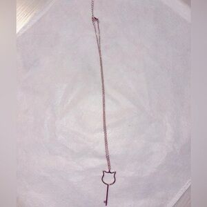 Crea Mint Cat key necklace. Outline Pendant Necklace. Rose gold.‎